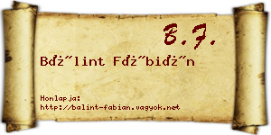 Bálint Fábián névjegykártya